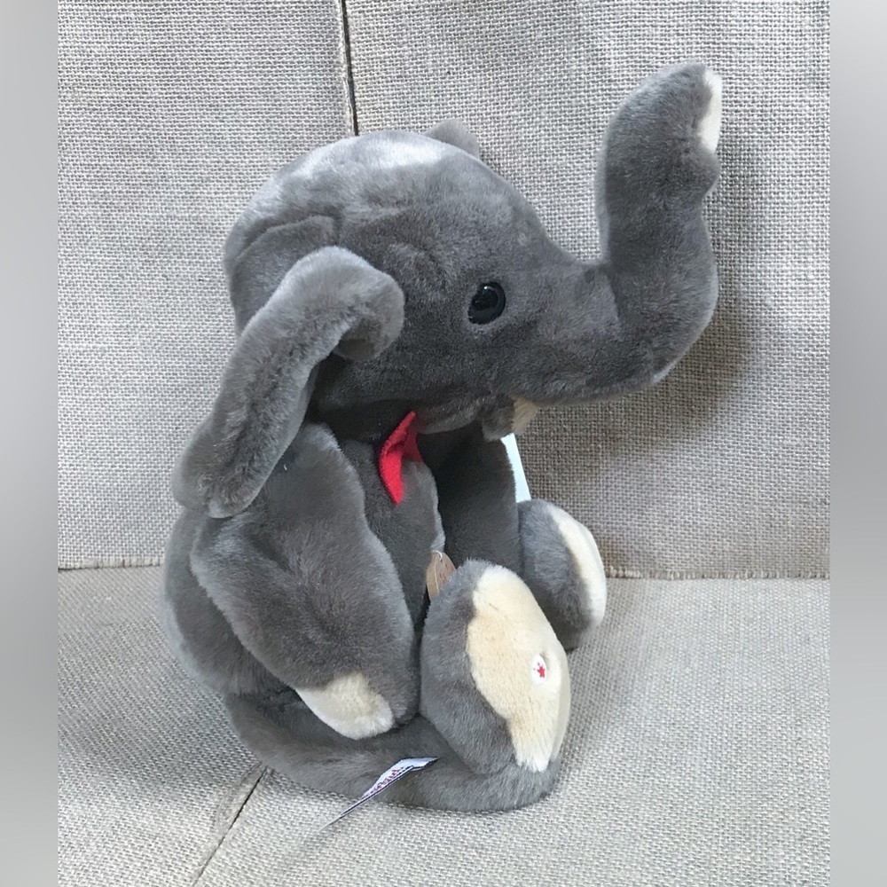 Sigikid Elephant In Red Bow Tie Rope Tail Plush Stuffed Animal Cute Rare Germany - Picture 4 of 7